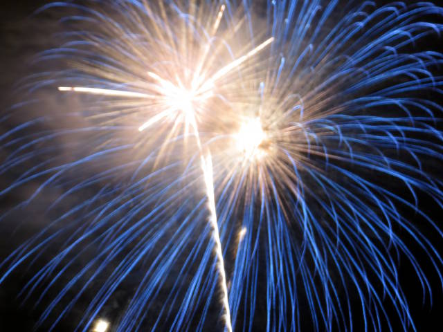fireworks: blue 70s fiber-optic lamp